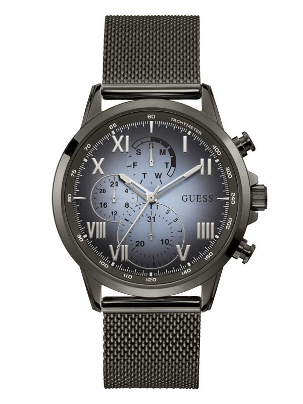 Guess Gunmetal And Blue Mesh Multifunctional Klocka Herr Obsidian | 256419-YLH