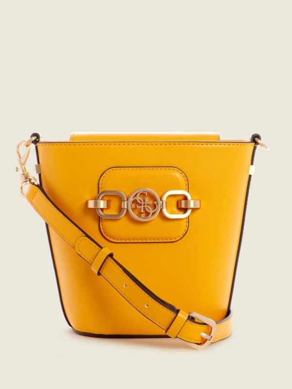 Guess Hensely Bucket Bag Crossbody Väska Dam Gula | 073849-FQO
