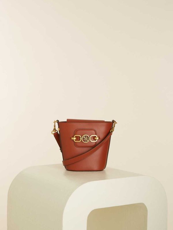 Guess Hensely Bucket Crossbody Väska Dam Vinröda | 614205-DVI