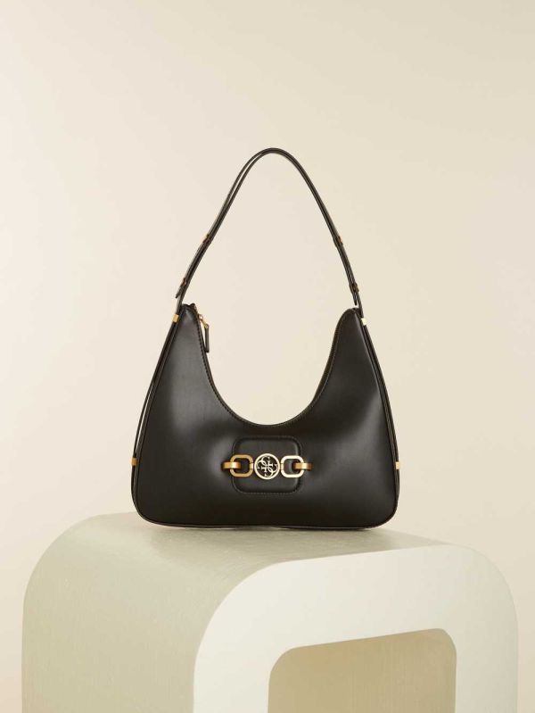 Guess Hensely Hobo Bag Axelväska Dam Svarta | 378109-MXL