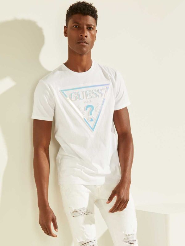 Guess Hologram Logo T-shirt Herr Vita | 648590-KDZ
