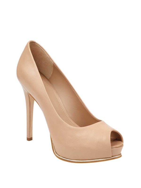 Guess Honora Peep-Tå Platform Pumps Pumps Dam Mörkbeige | 613520-EIV
