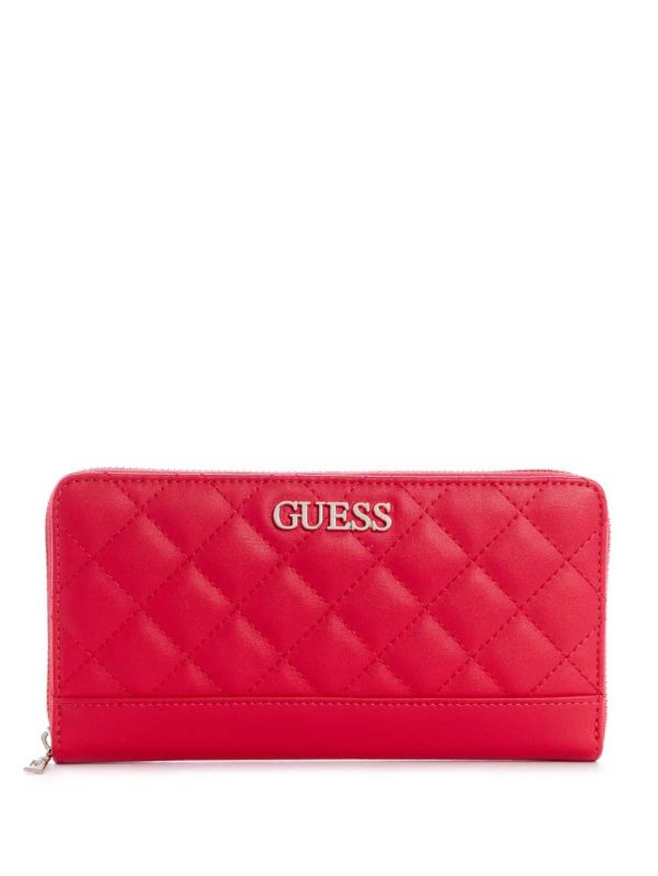 Guess Illy Check Organizer Plånbok Dam Röda | 341596-GPJ