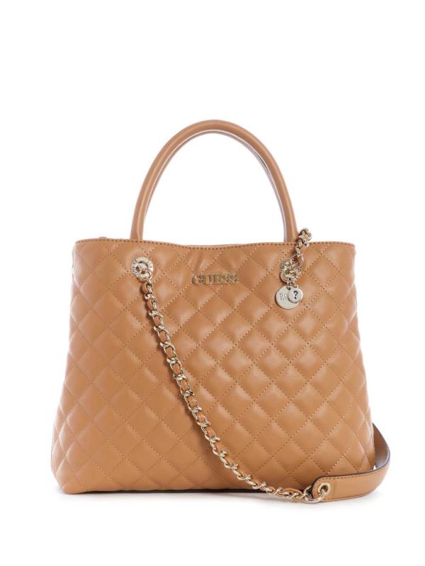 Guess Illy Society Satchel Väska Dam Beige | 671428-UCH