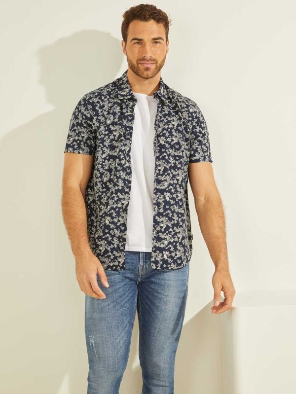 Guess Ivy Printed Skjorta Herr Mörkgröna | 062381-CLY