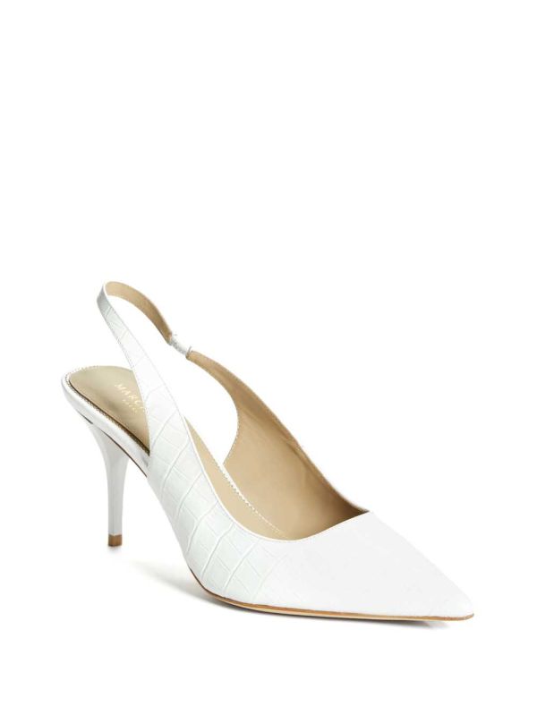 Guess Juna Crocodile Slingback Back Heel Klackskor Dam Vita | 608974-ZCK