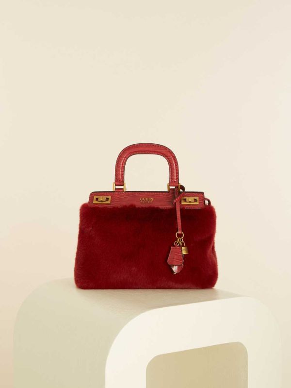 Guess Katey Luxe Satchel Väska Dam Röda | 897614-QCM