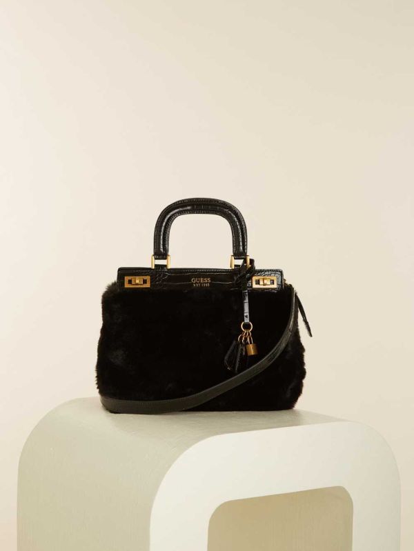 Guess Katey Luxe Satchel Väska Dam Svarta | 134658-EHT