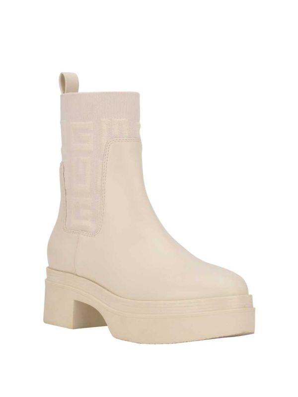 Guess Keanna Logo Knit Chelsea Stövlar Dam Vita | 431809-RIW