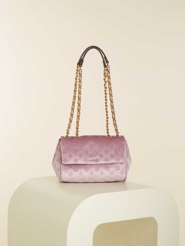 Guess Kimi Logo Convertible Crossbody Väska Dam Ljusrosa | 238561-MEX