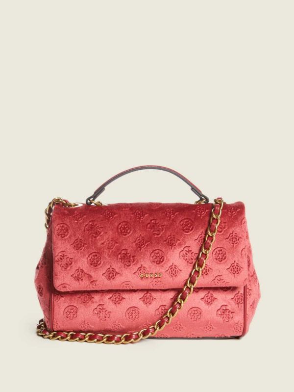Guess Kimi Logo Convertible Crossbody Väska Dam Röda | 480291-UOI