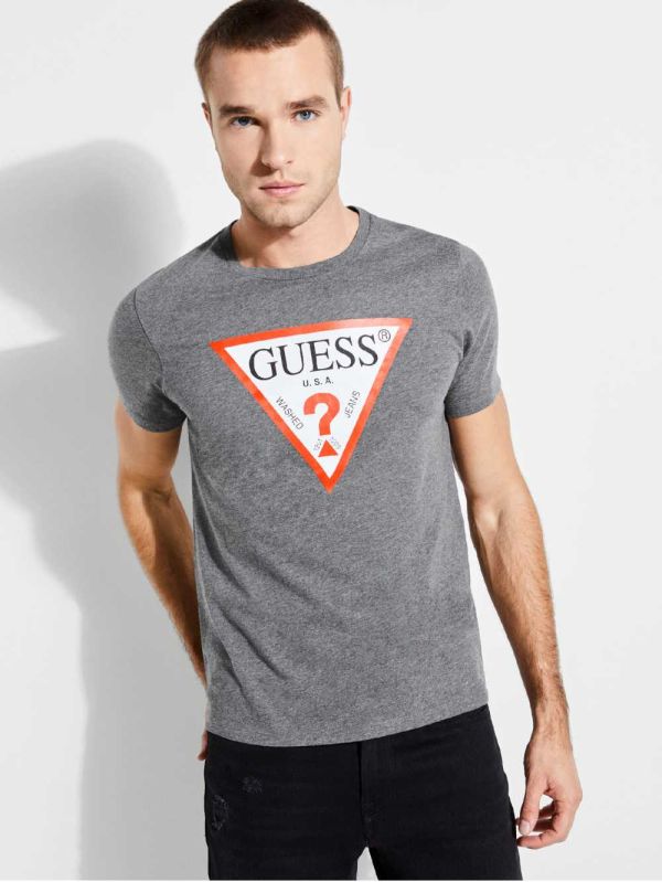 Guess Klassiska Logo T-shirt Herr Grå | 217403-GHX