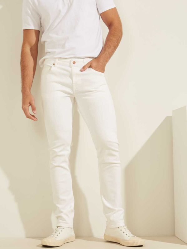 Guess Klassiska Solid Skinny Jeans Herr Vita | 965207-TBF