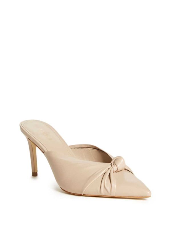 Guess Knot Front Pointed Tå Mules Mules Skor Dam Beige | 405297-KZB