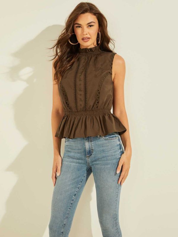 Guess Kora Top Blast Dam Kaffe Olika Färger | 491658-PUO