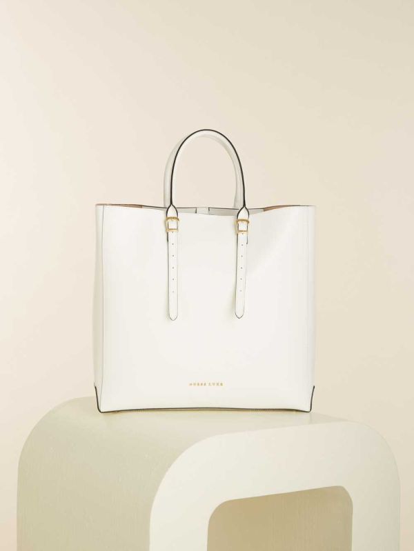 Guess Lady Luxe Läder Toteväska Dam Vita | 527930-ZFB