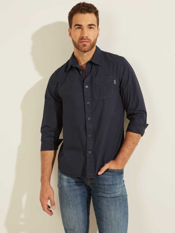 Guess Laguna Washed Skjorta Herr Blå Olika Färger | 370489-OXG