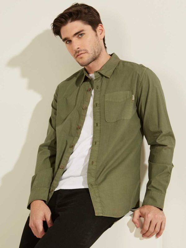 Guess Laguna Washed Skjorta Herr Gröna Olika Färger | 836504-QWJ