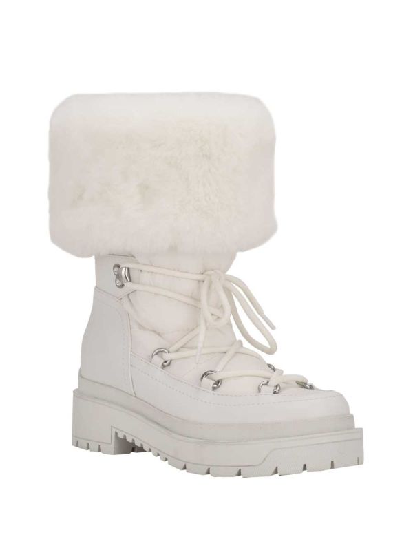 Guess Larya Faux-Fur Snow Stövlar Dam Vita | 029843-HWF