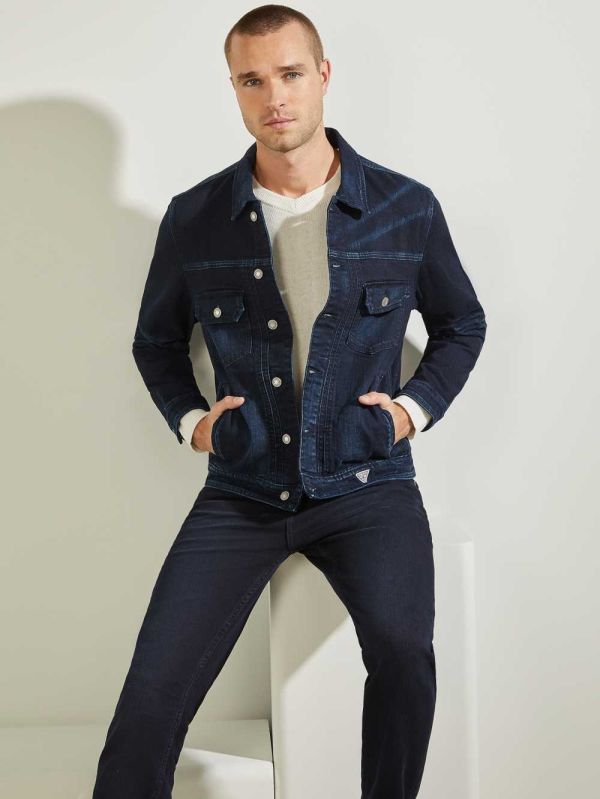 Guess Lewis Denim Jacka Herr Mörkblå | 691042-XQD