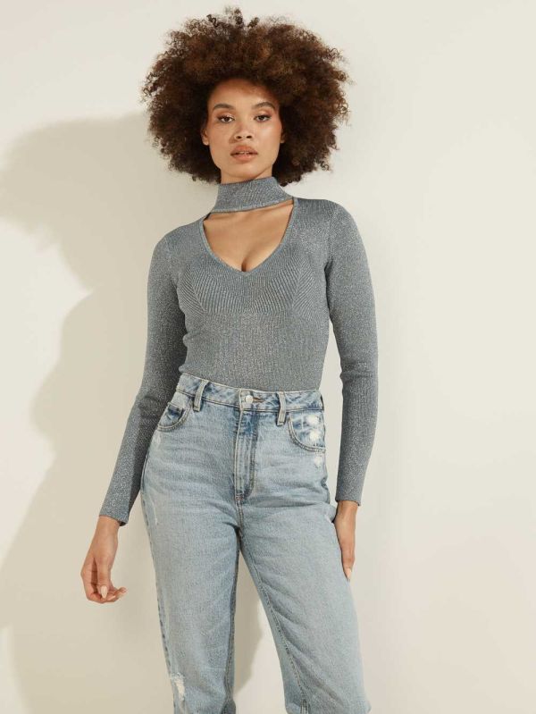 Guess Lexie Lurex Cutout Tröjor Dam Turkos Olika Färger | 452671-AWH