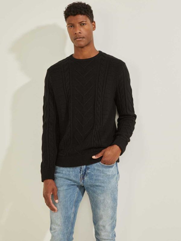 Guess Liam Mixed Cable Tröjor Herr Svarta | 472053-RVT
