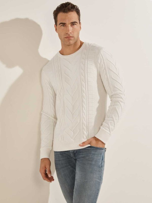 Guess Liam Mixed Cable Tröjor Herr Vita | 730469-FUD
