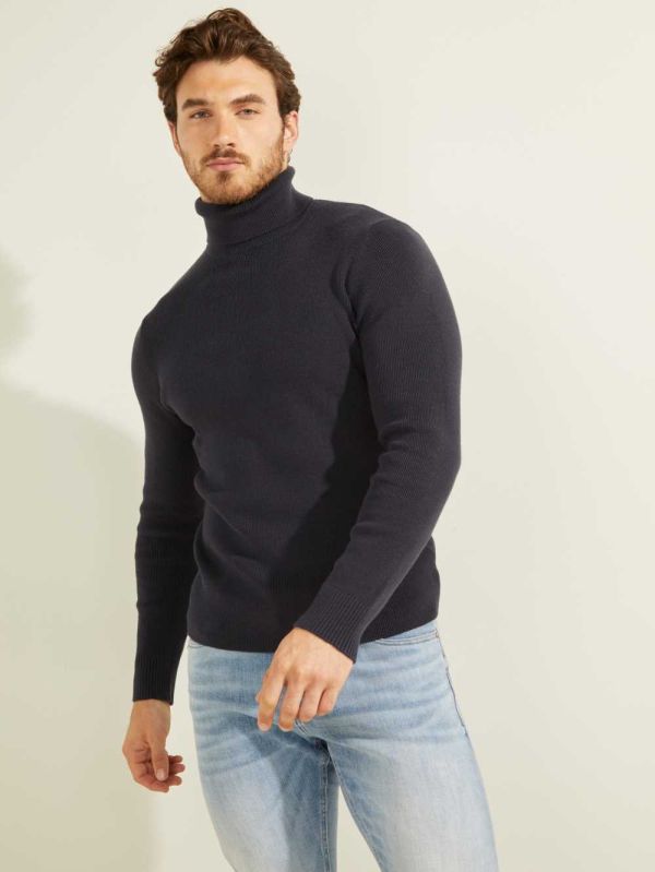 Guess Liam Ribbed Tröjor Herr Mörkblå | 864290-LNK