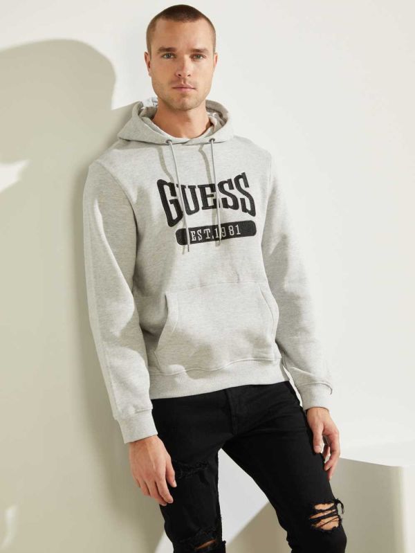 Guess Logo Active Hoodie Herr Ljusgrå | 832140-GML