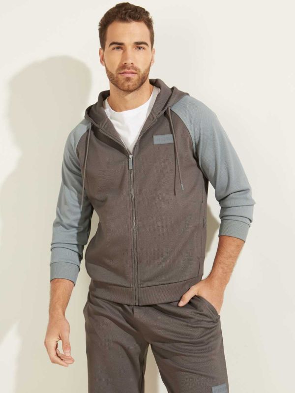 Guess Logo Patch Active Hoodie Herr Grå | 841975-FGV