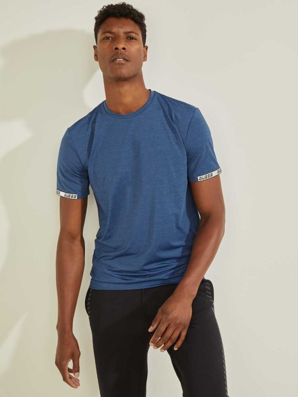 Guess Logo Sleeve T-shirt Herr Blå | 076839-HBF