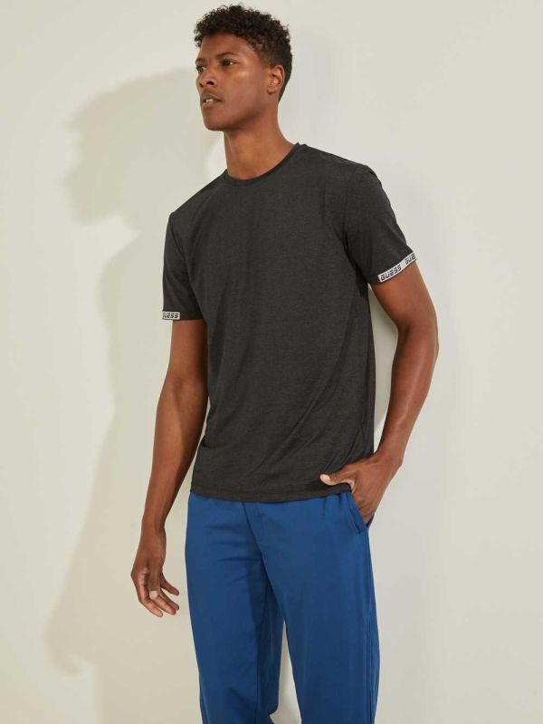 Guess Logo Sleeve T-shirt Herr Svarta | 852371-TVC