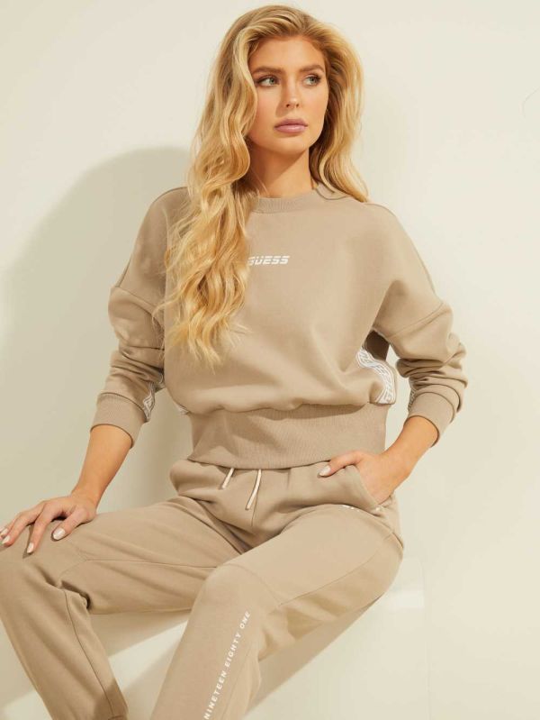 Guess Logo Tape Mock-Neck Sweatshirt Dam Blå | 187305-JXB