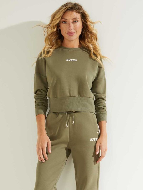 Guess Logo Tape Mock-Neck Sweatshirt Dam Tvätt | 384971-WIN