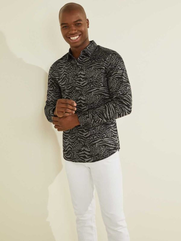 Guess Luxe Electric Tiger Skjorta Herr Leopard | 374689-QDM
