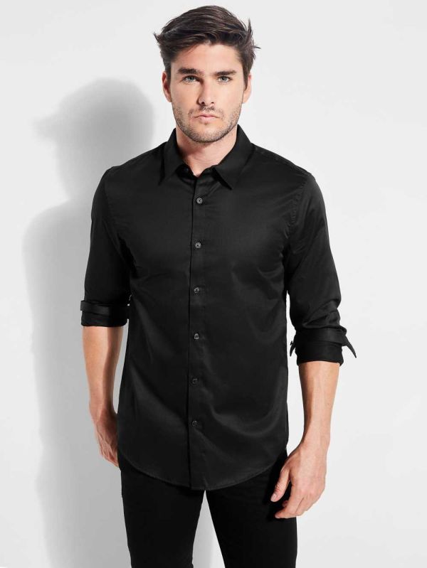 Guess Luxe Stretch Skjorta Herr Svarta | 204938-BAV