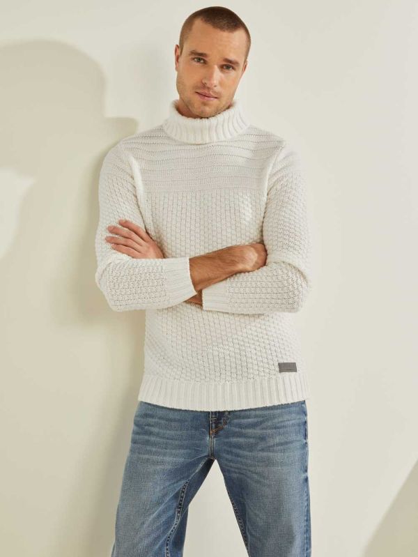 Guess Lynton Ski Turtleneck Tröjor Herr Vita | 069428-AGB