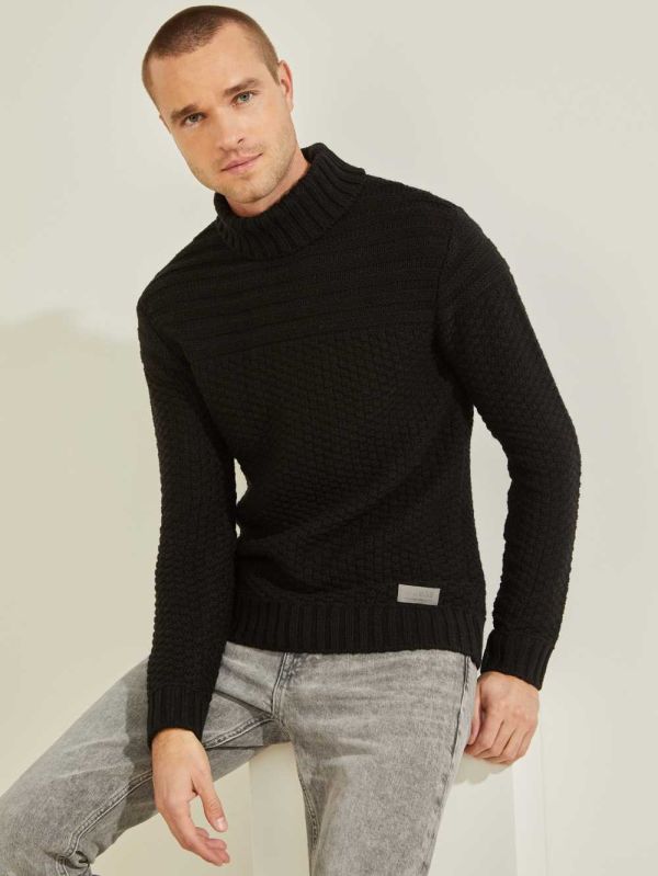 Guess Lynton Ski Turtleneck Tröjor Herr Svarta | 743905-RPG