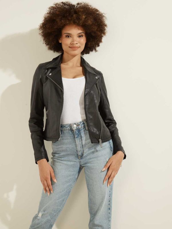 Guess Läder Moto Jacka Dam Svarta Olika Färger | 540973-DBZ