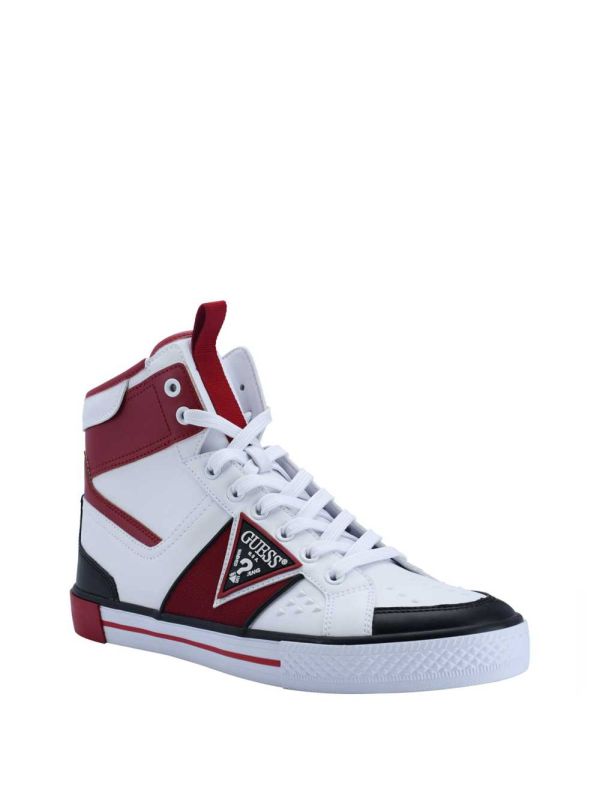 Guess Maeno Triangle Logo High-Top Sneakers Herr Mörkröda | 416805-DRL