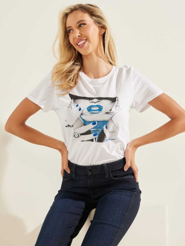 Guess Martini Girl Easy T-shirt Dam Vita | 806519-BDH