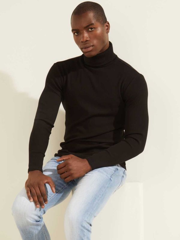Guess Mateo Turtleneck T-shirt Herr Svarta | 290675-XML