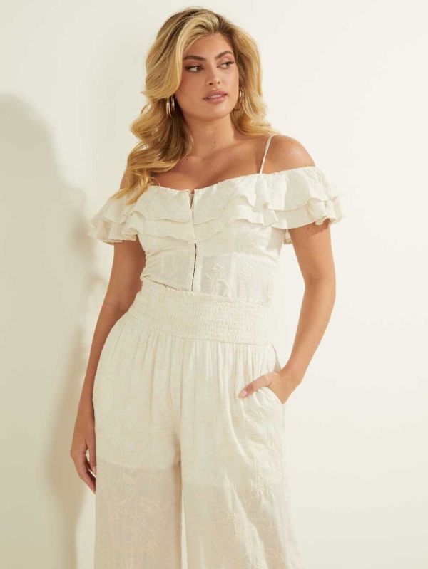 Guess Mattie Cold-Shoulder Top Blast Dam Beige Olika Färger | 901842-FMU