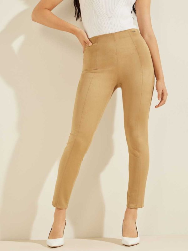 Guess Maya Faux-Mocka Leggings Dam Blå Orange | 254801-ZDT