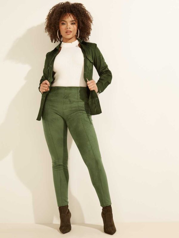 Guess Maya Faux-Mocka Leggings Dam Gröna | 546178-POZ
