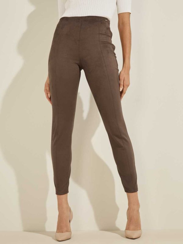 Guess Maya Faux-Mocka Leggings Dam Mörkkaffe | 052968-ZMU