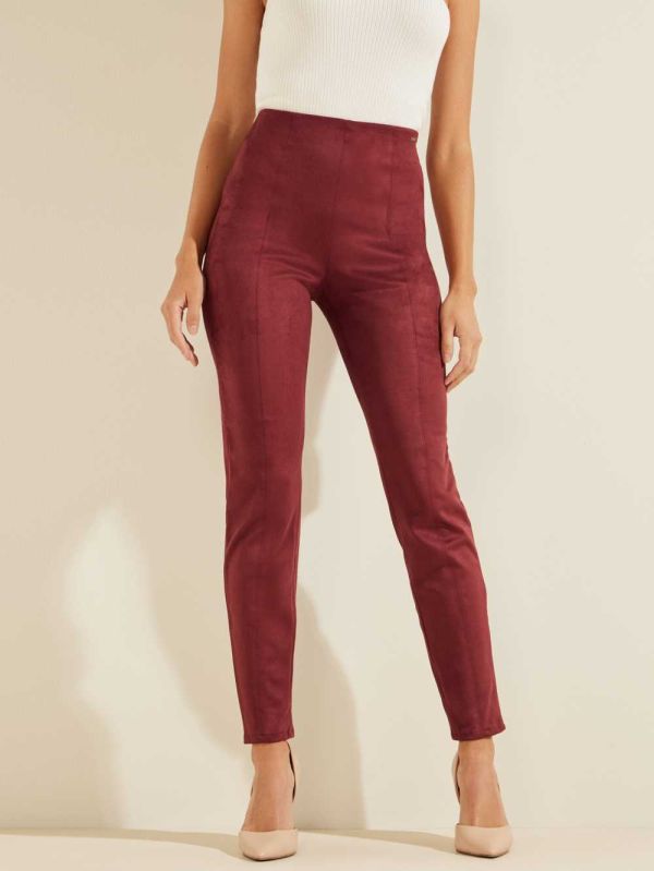 Guess Maya Faux-Mocka Leggings Dam Vinröda | 621489-STY