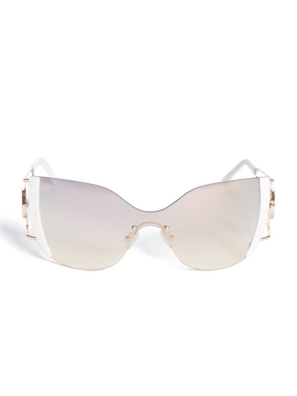 Guess Mirrored Rimless Cateye Solglasögon Dam Vita | 108479-TUX