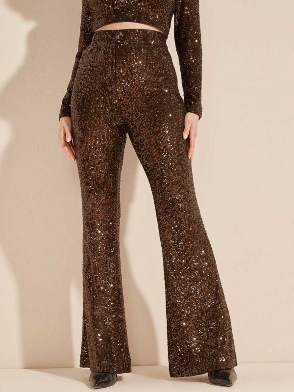 Guess Moonlight Sequin Byxor Dam Choklad | 614203-MBJ