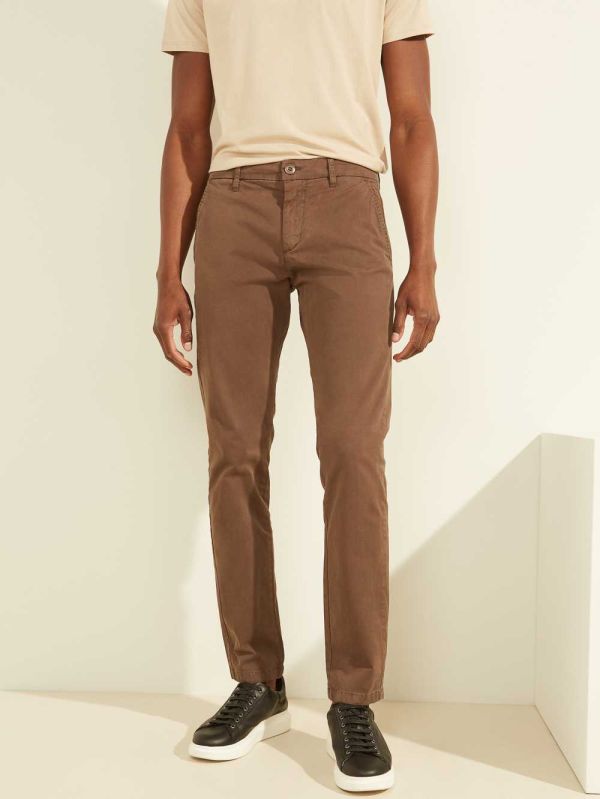 Guess Myron Twill Skinny Byxor Herr Bruna | 146895-BZT